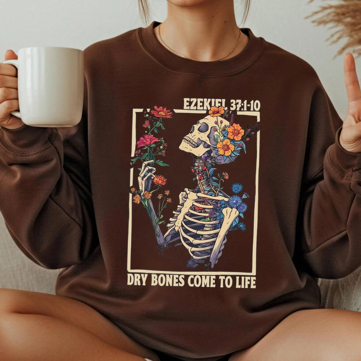Dry Bones Come To Life Skeleton Floral T-Shirt