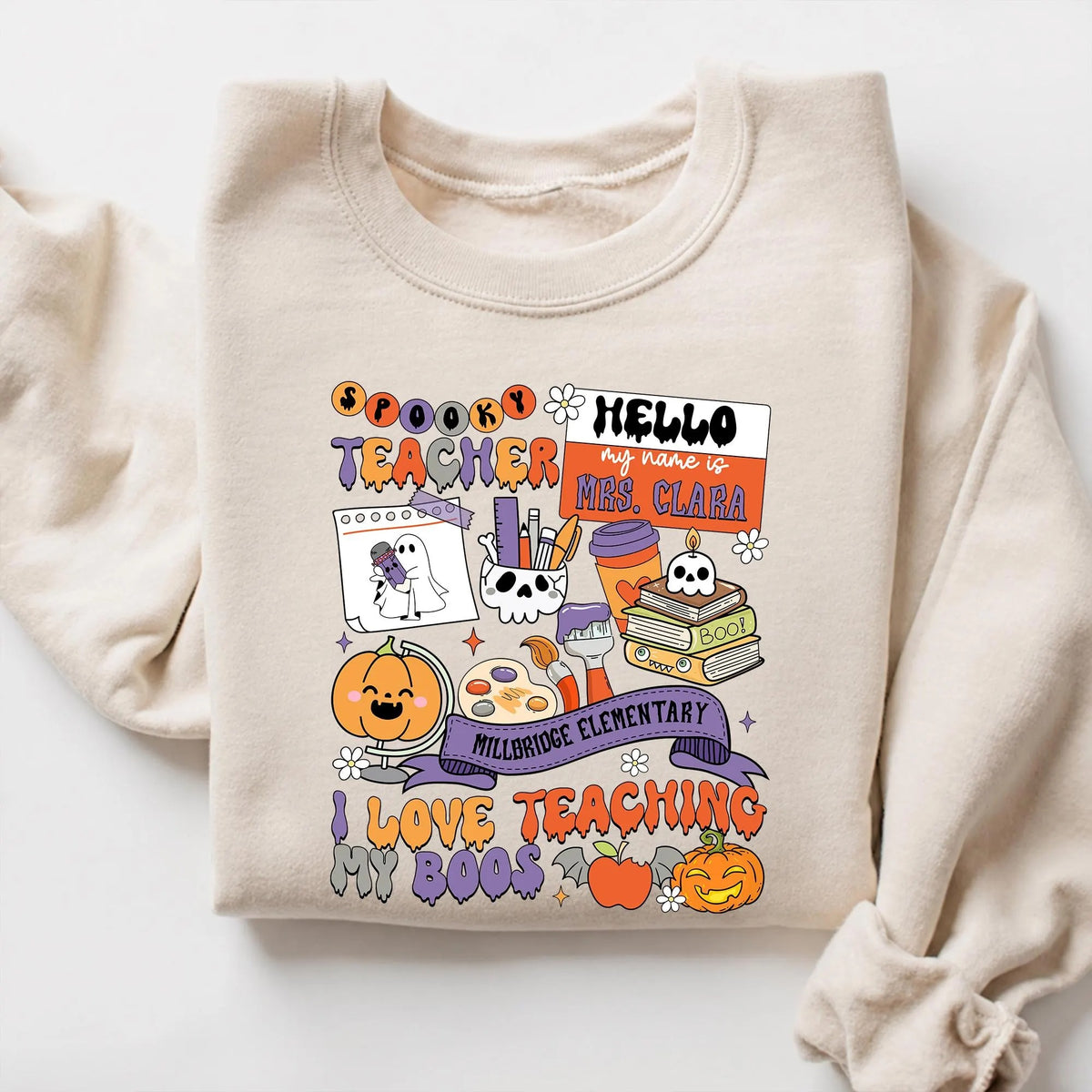 Custom Name Spooky Teacher Comfort color T-Shirt