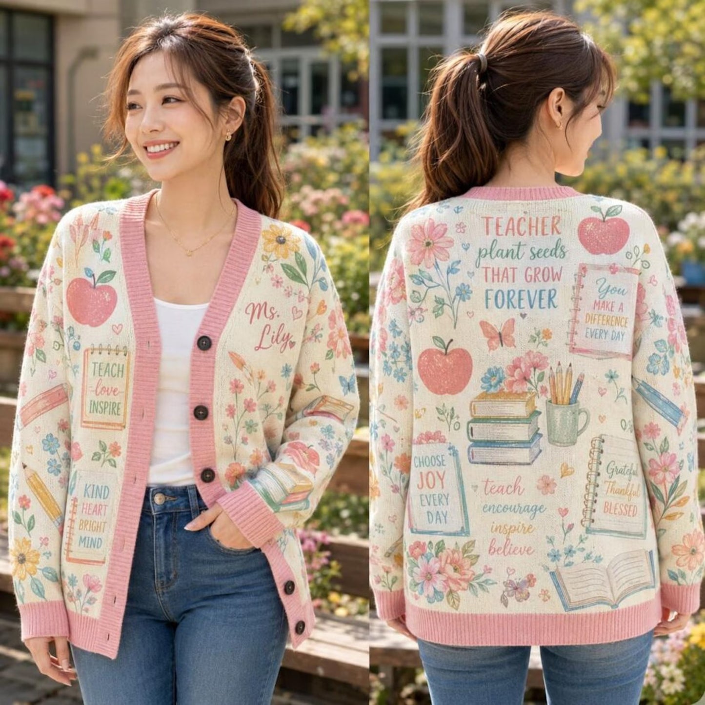 Personalized teacher Cardigan Sweater