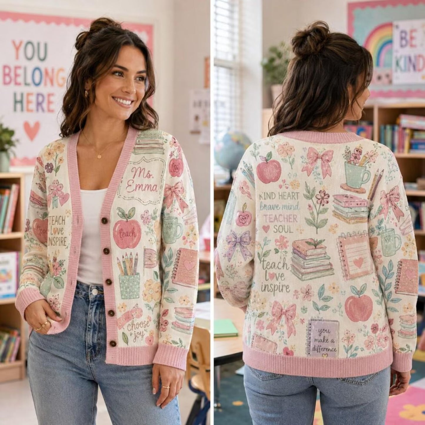 Personalized teacher Cardigan Sweater