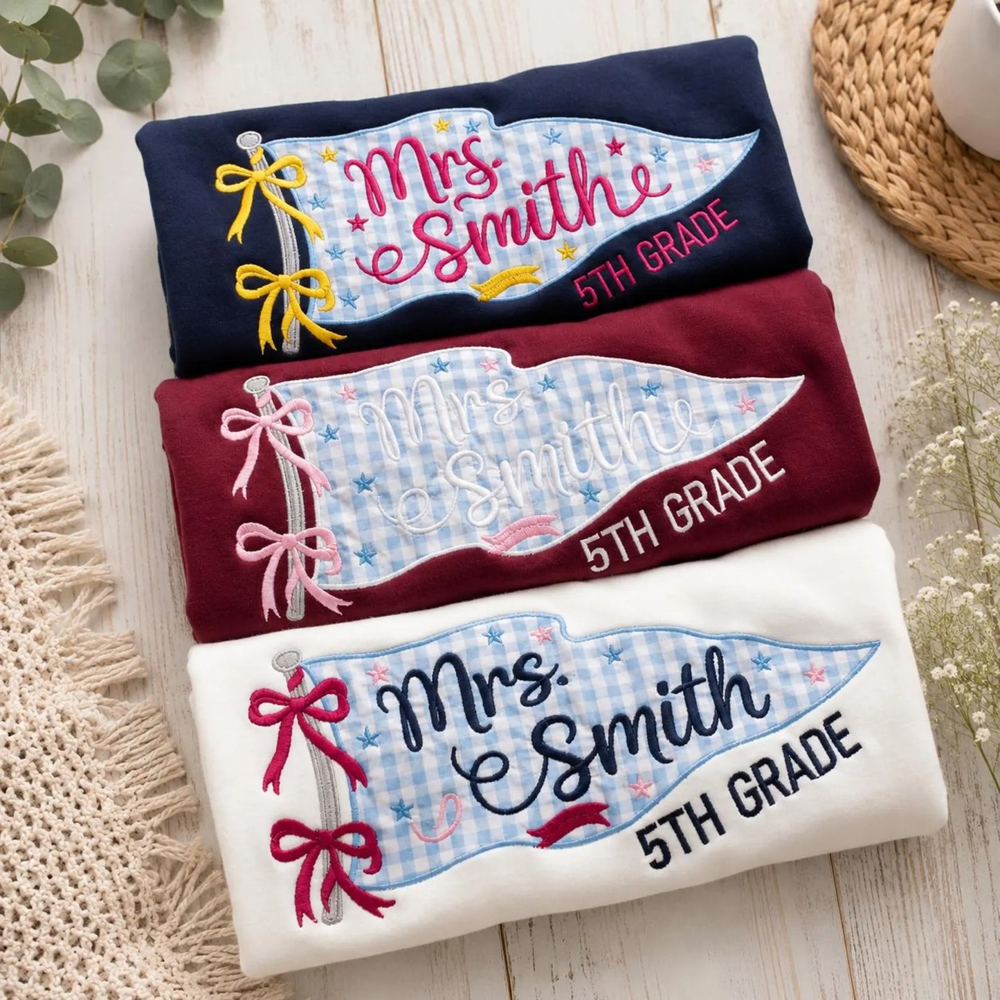 Custom Pennant Teacher Embroidered Sweatshirt