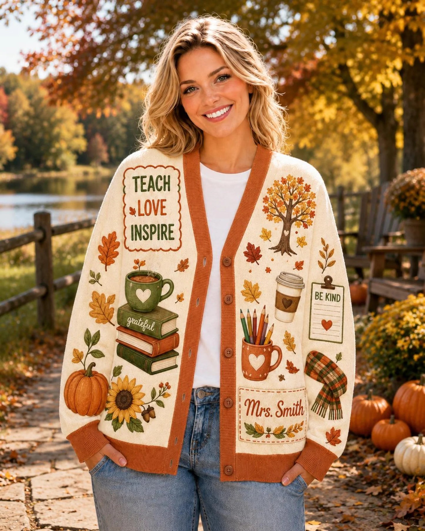 Personalized Teacher Cardigan Fall Sweater
