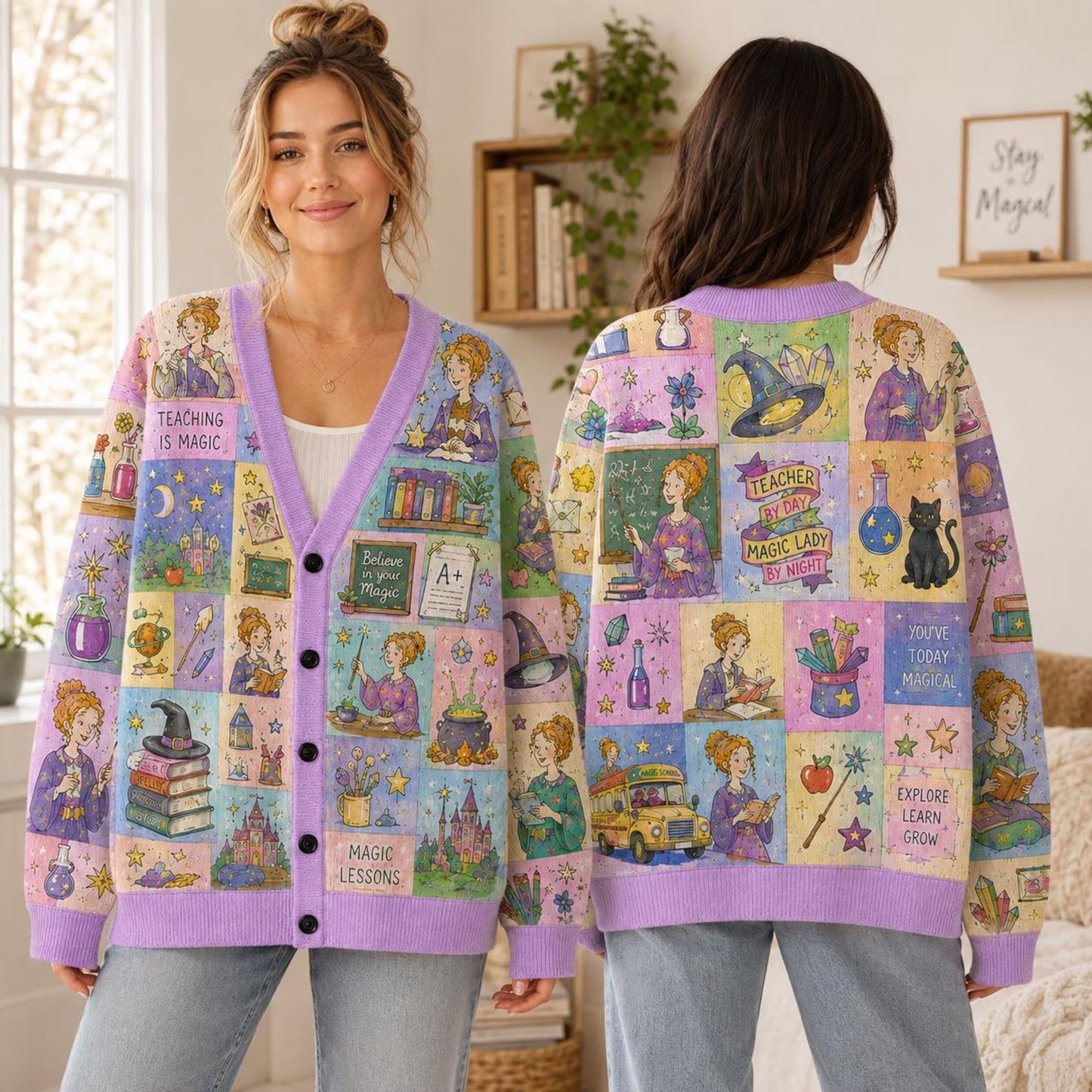 Personalized Magic Teacher Cardigan Sweater