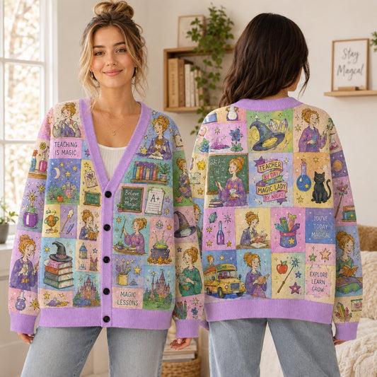 Personalized Magic Teacher Cardigan Sweater
