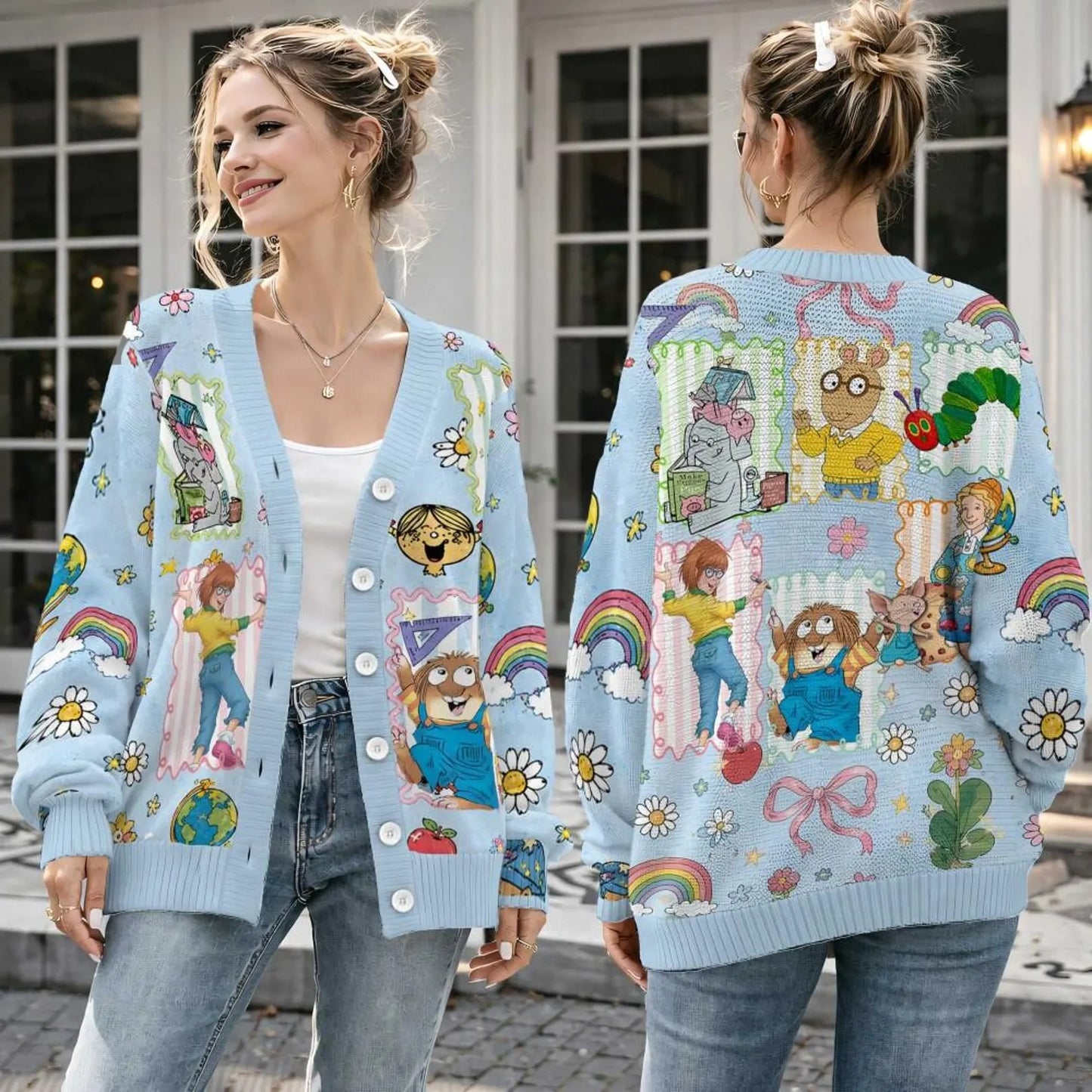Personalized Teacher Cardigan Sweater- Children's Book Character