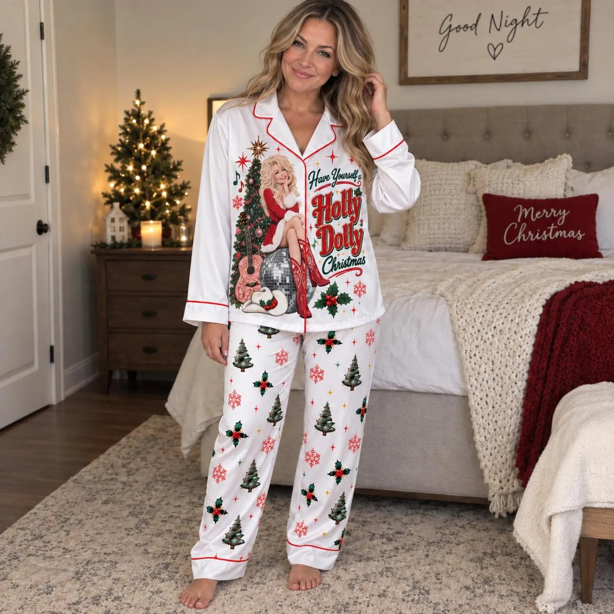 Holly Dolly Christmas Pajama Set