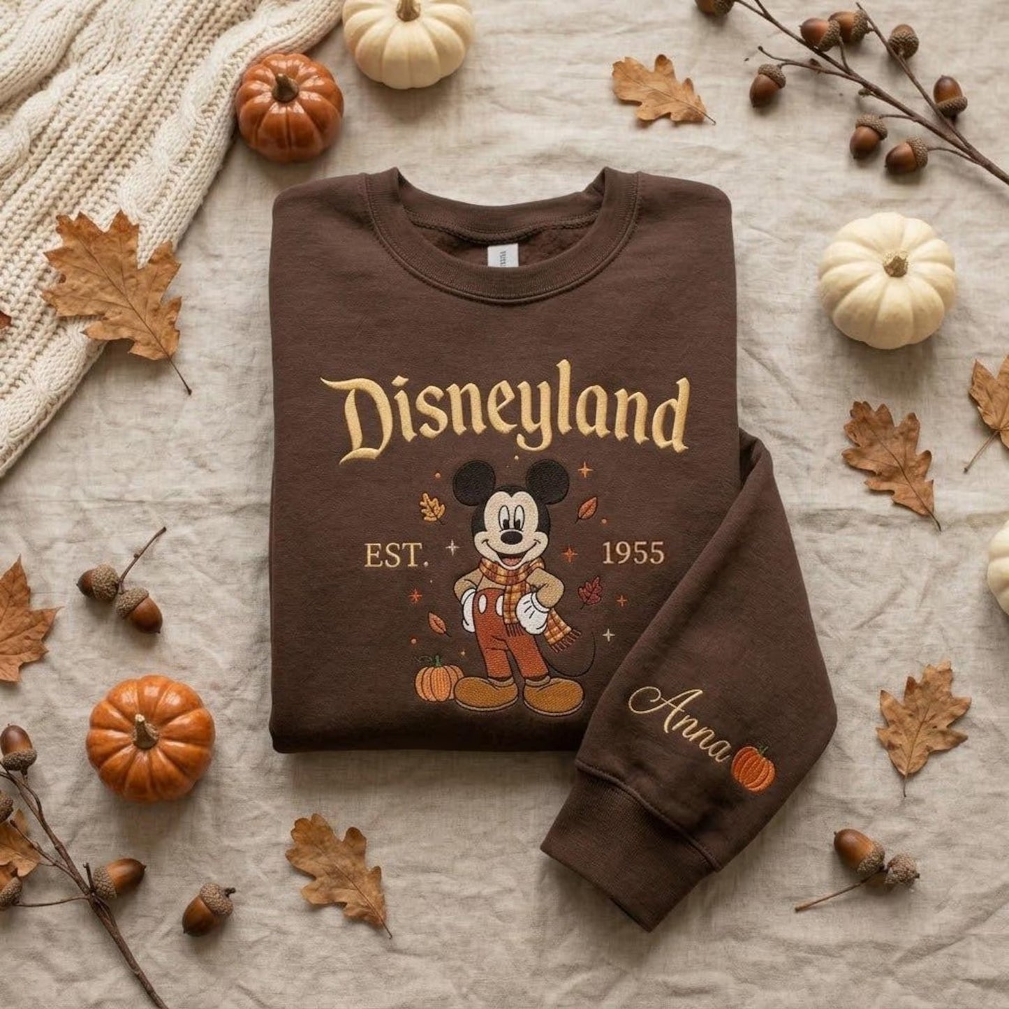 Personalized Disneyland Mouse Pumpkin Embroidered Sweatshirt