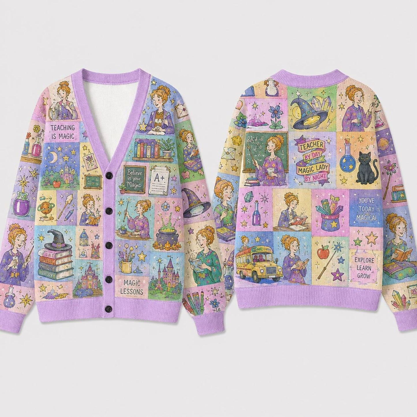 Personalized Magic Teacher Cardigan Sweater