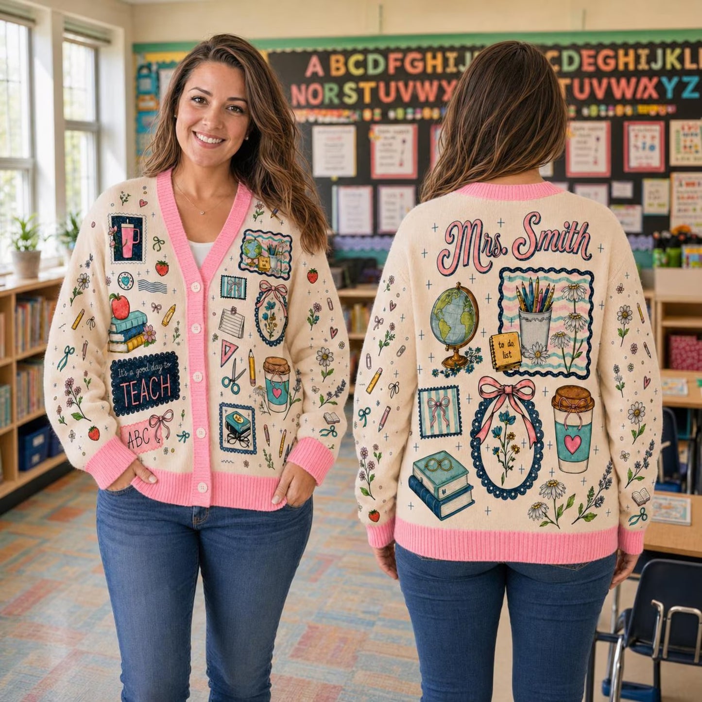 Personalized Teacher Cardigan Sweater