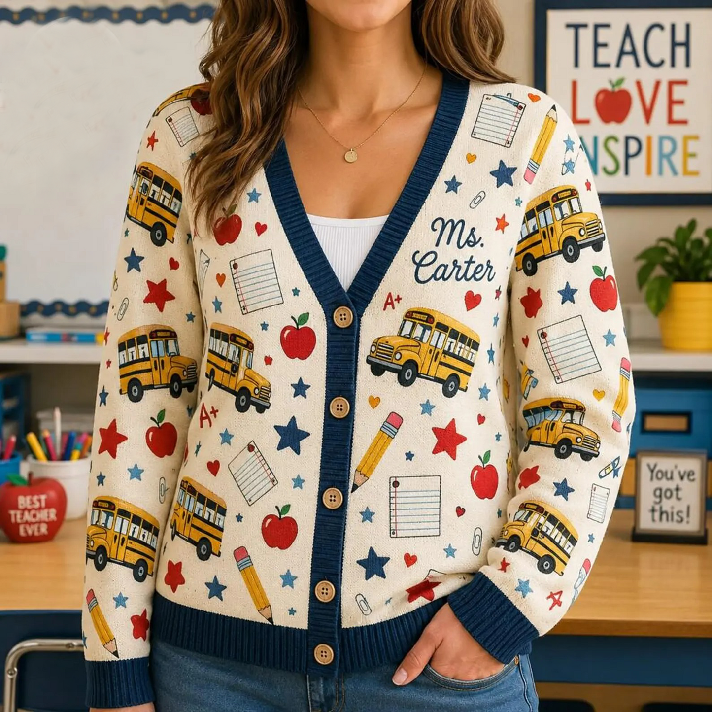 Personalized Teacher Cardigan Sweater