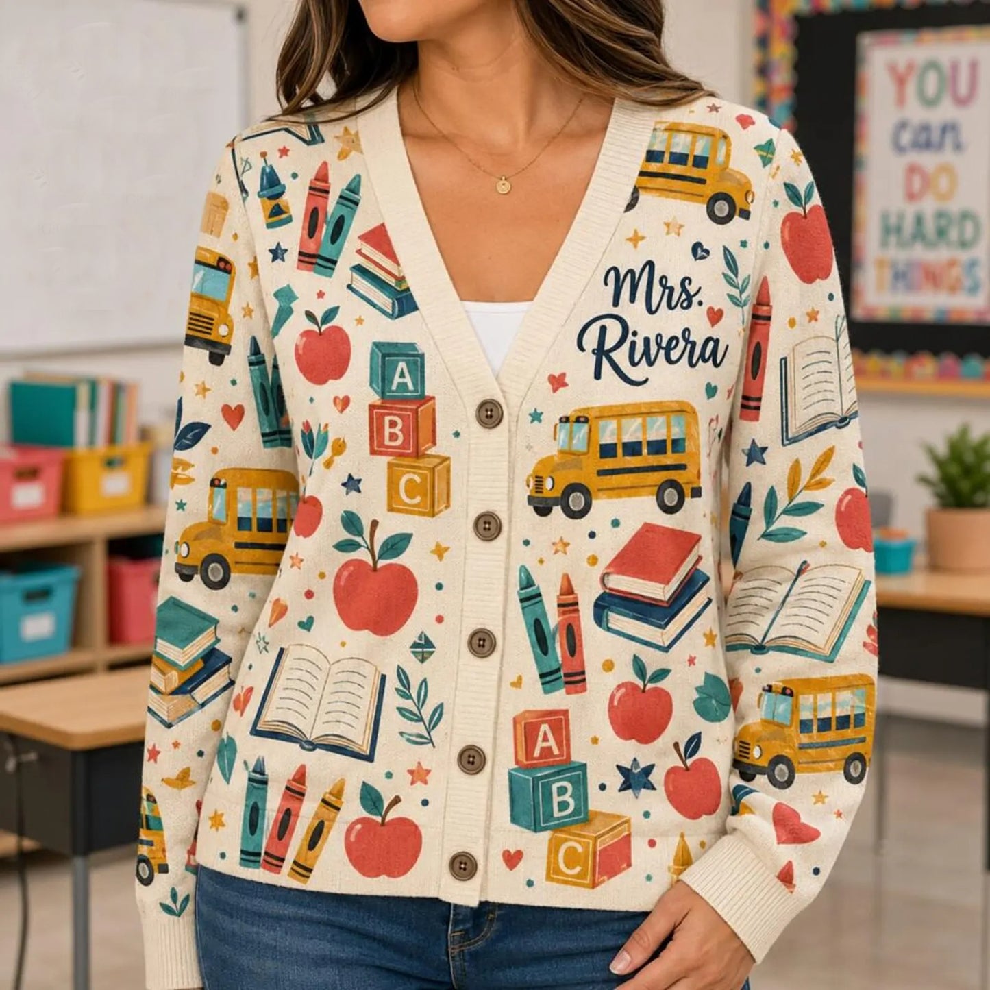 Personalized Teacher Cardigan Sweater