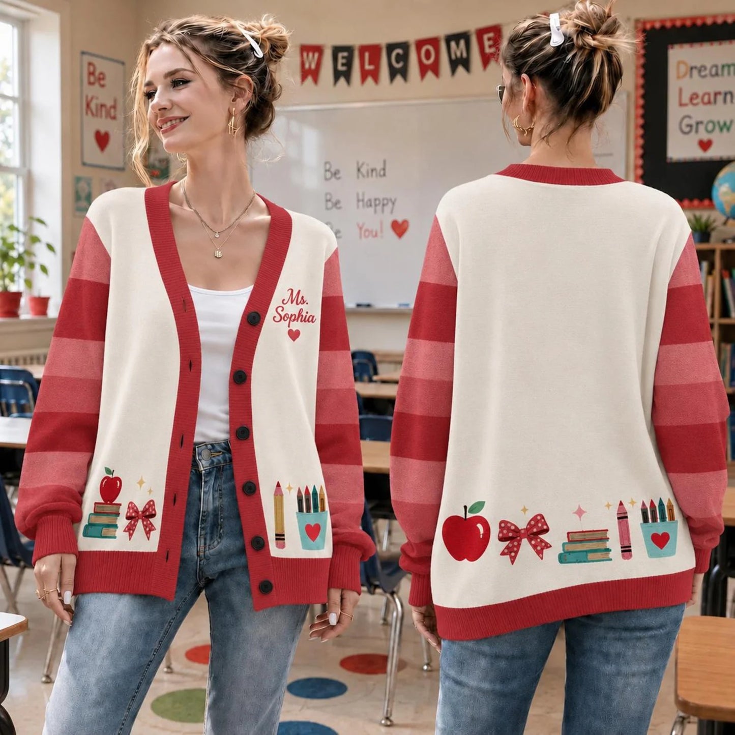 Personalized Teacher Cardigan Sweater