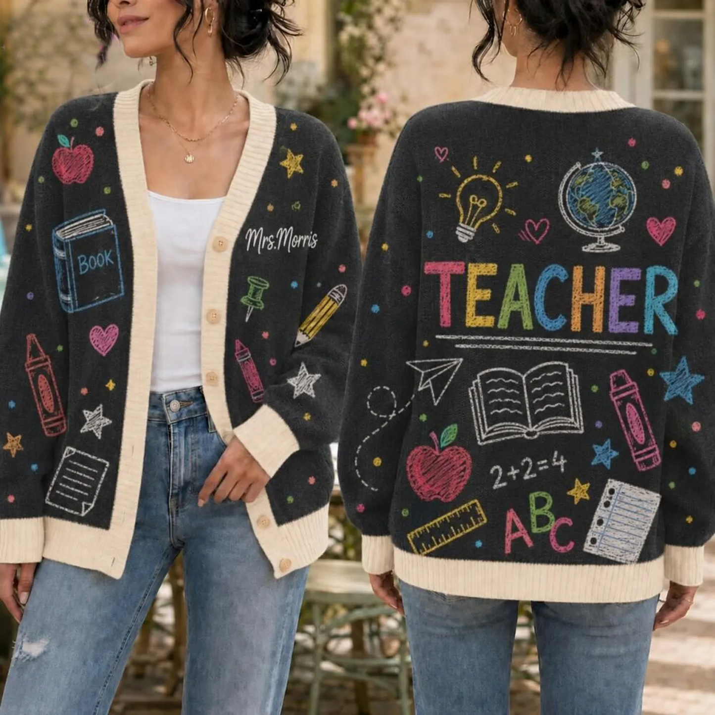 Personalized Teacher Cardigan Sweater