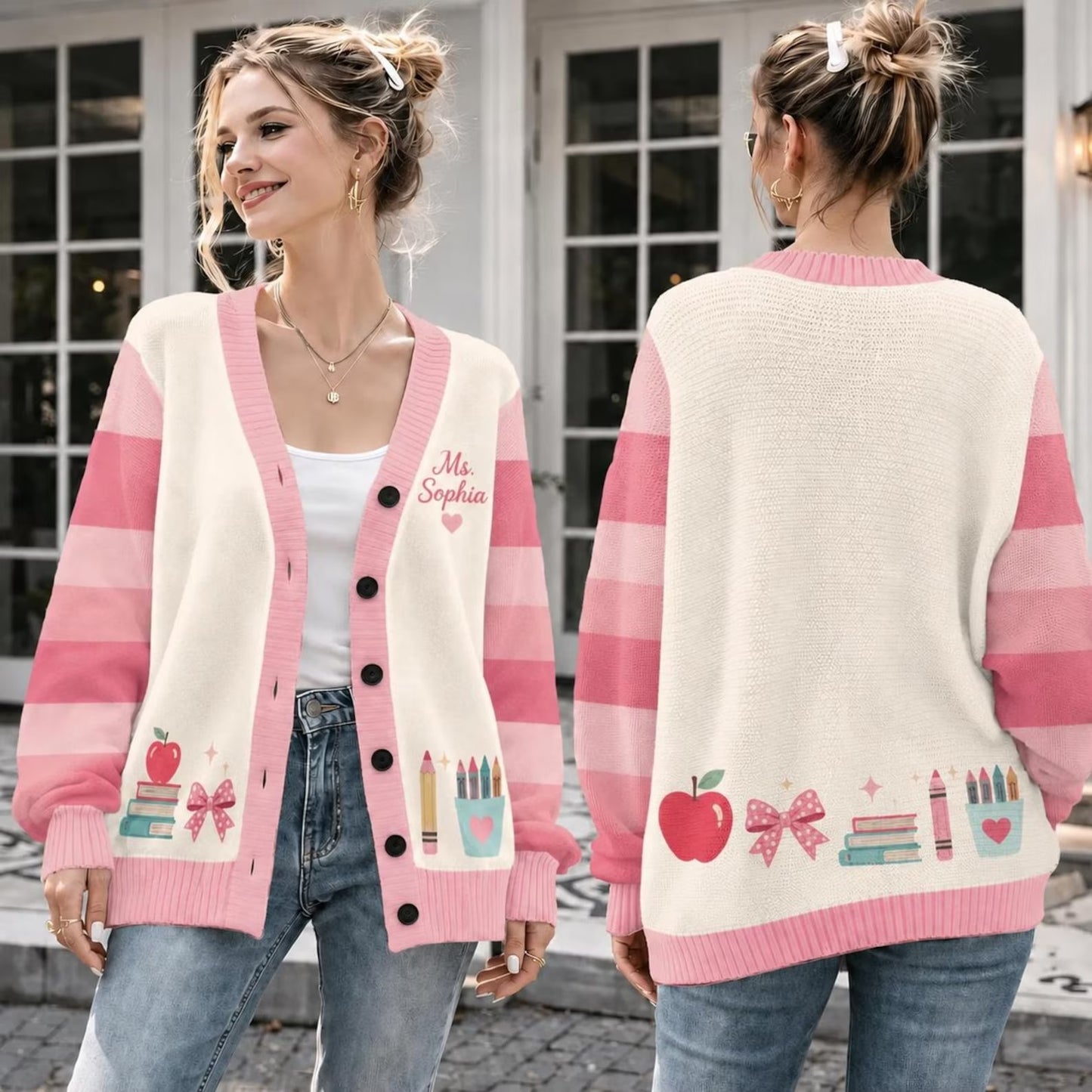 Personalized Teacher Cardigan Sweater