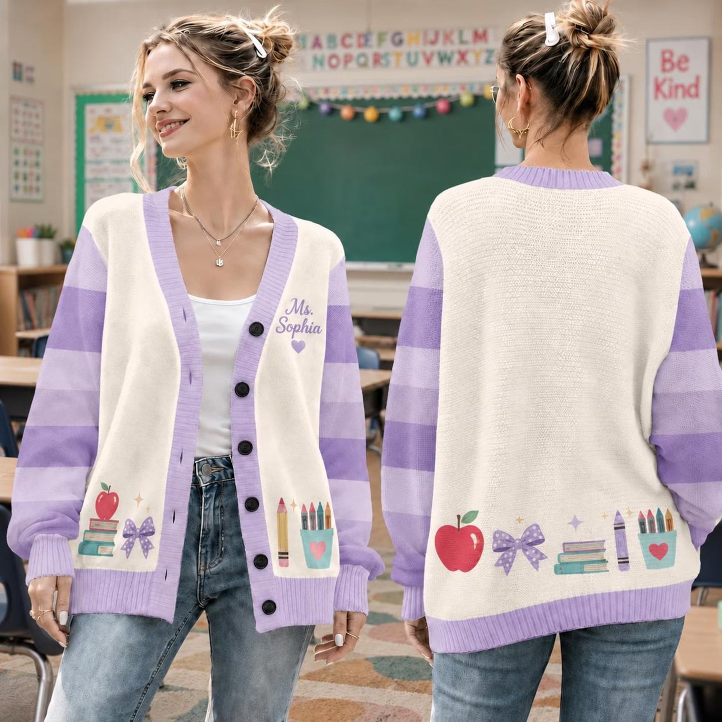 Personalized Teacher Cardigan Sweater