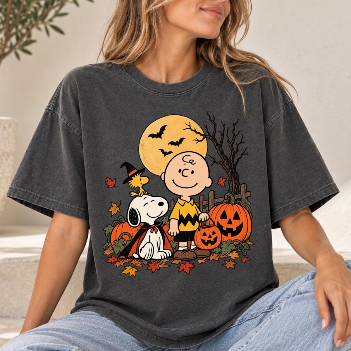 Retro Cartoon Dog & Kid Halloween Shirt