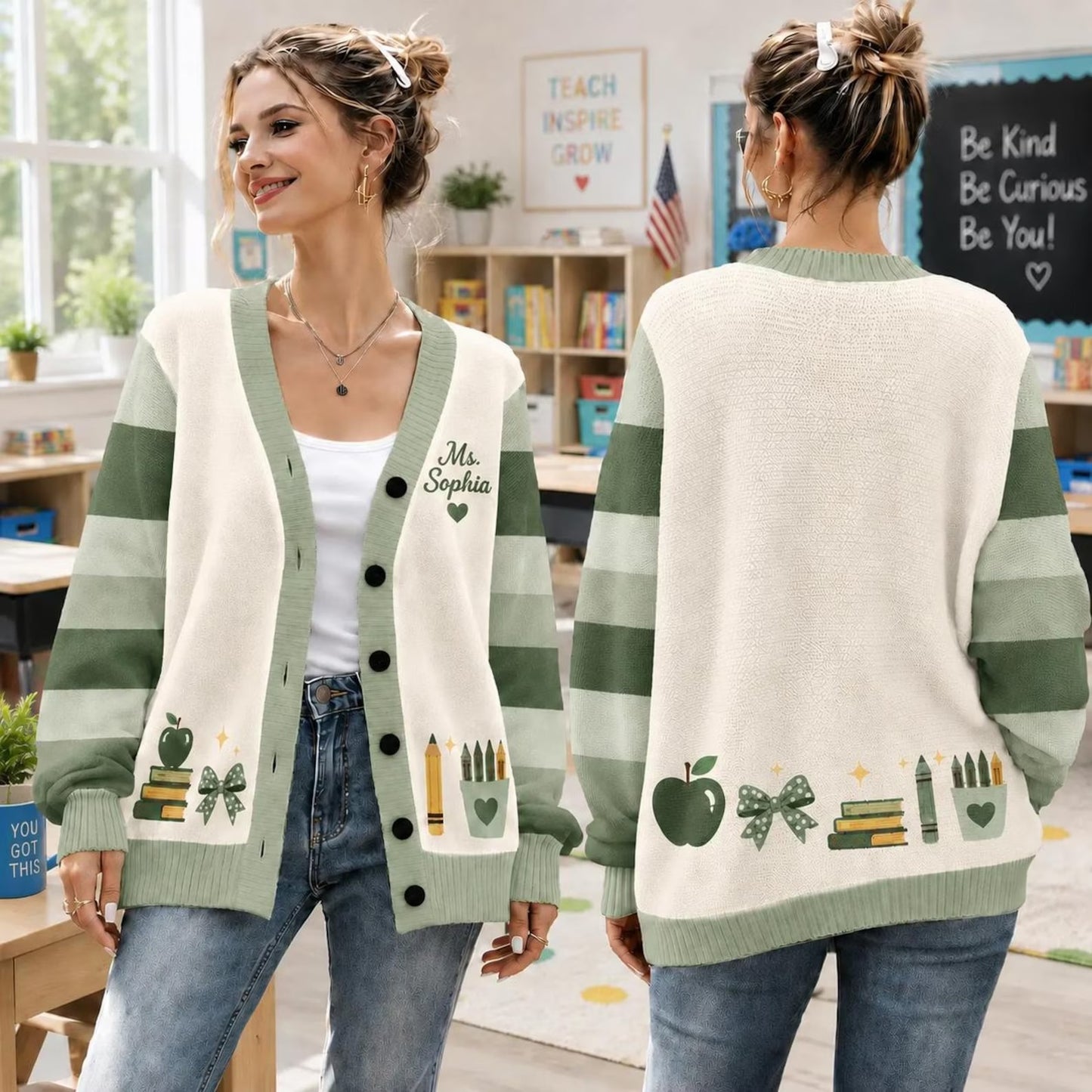 Personalized Teacher Cardigan Sweater