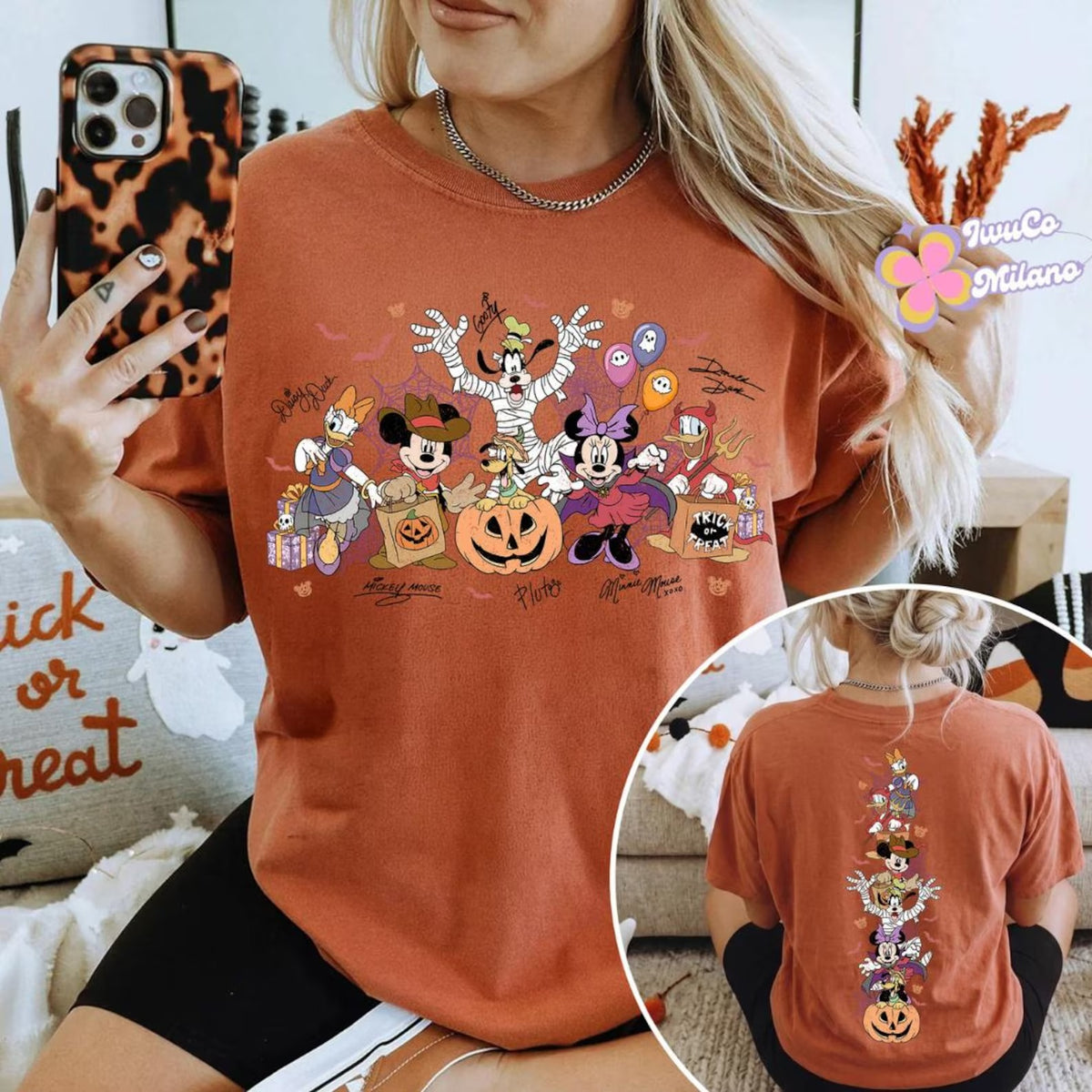 Two-sided Mickey and Friends Signature Disney Halloween Shirt