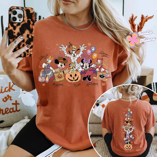 Two-sided Mickey and Friends Signature Disney Halloween Shirt