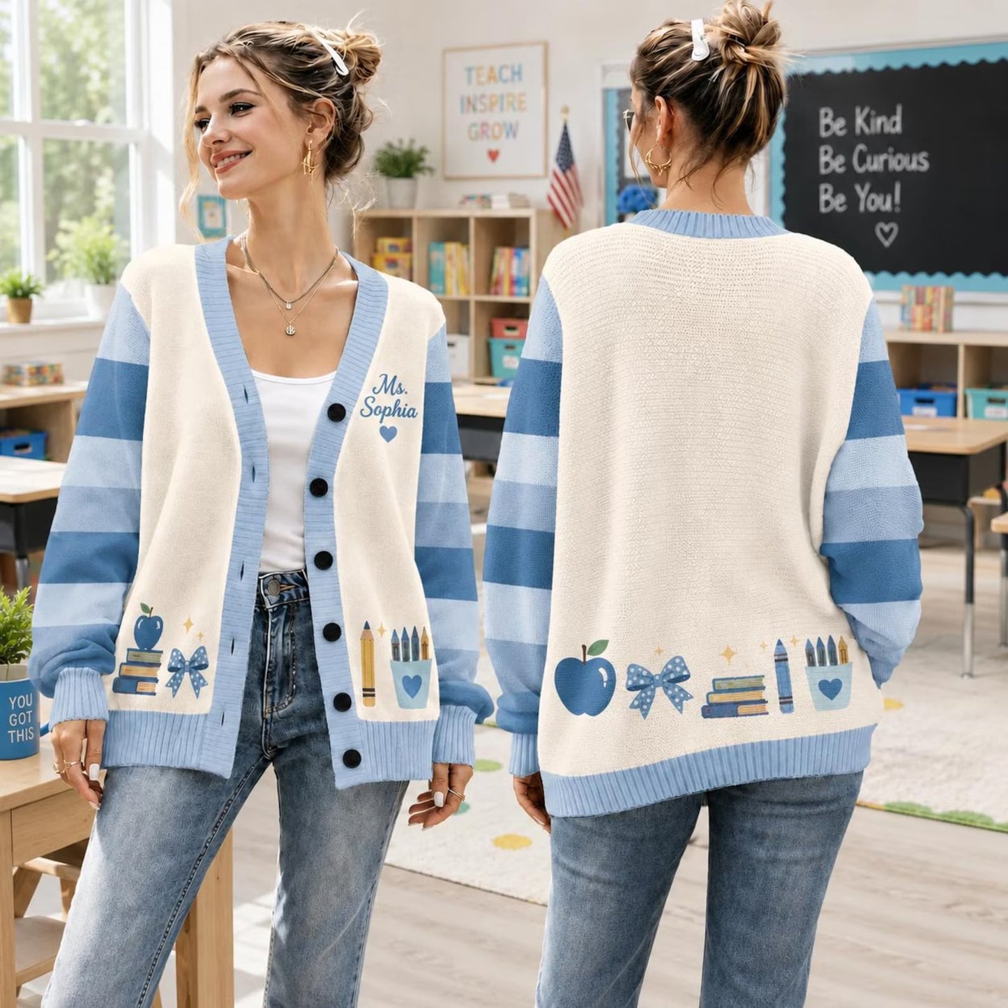 Personalized Teacher Cardigan Sweater