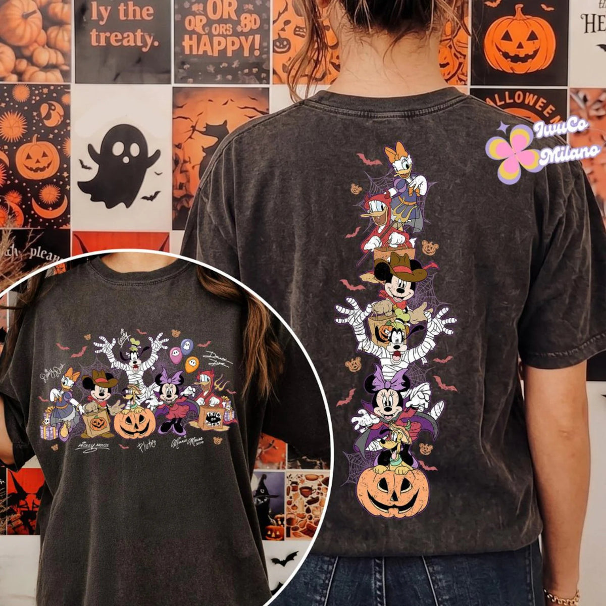 Two-sided Mickey and Friends Signature Disney Halloween Shirt