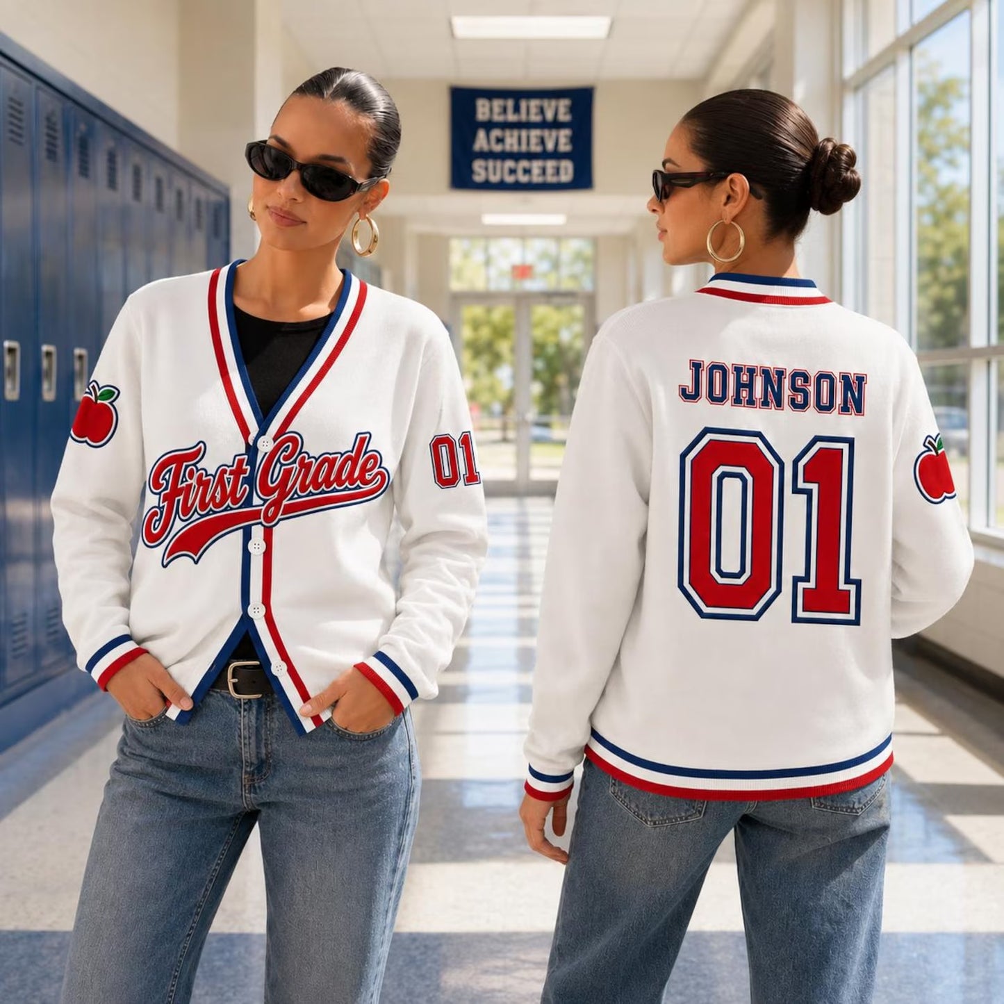 Personalized School Spirit Teacher Cardigan Sweater