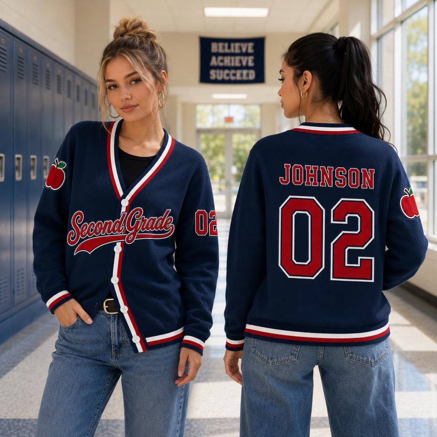 Personalized School Spirit Teacher Cardigan Sweater