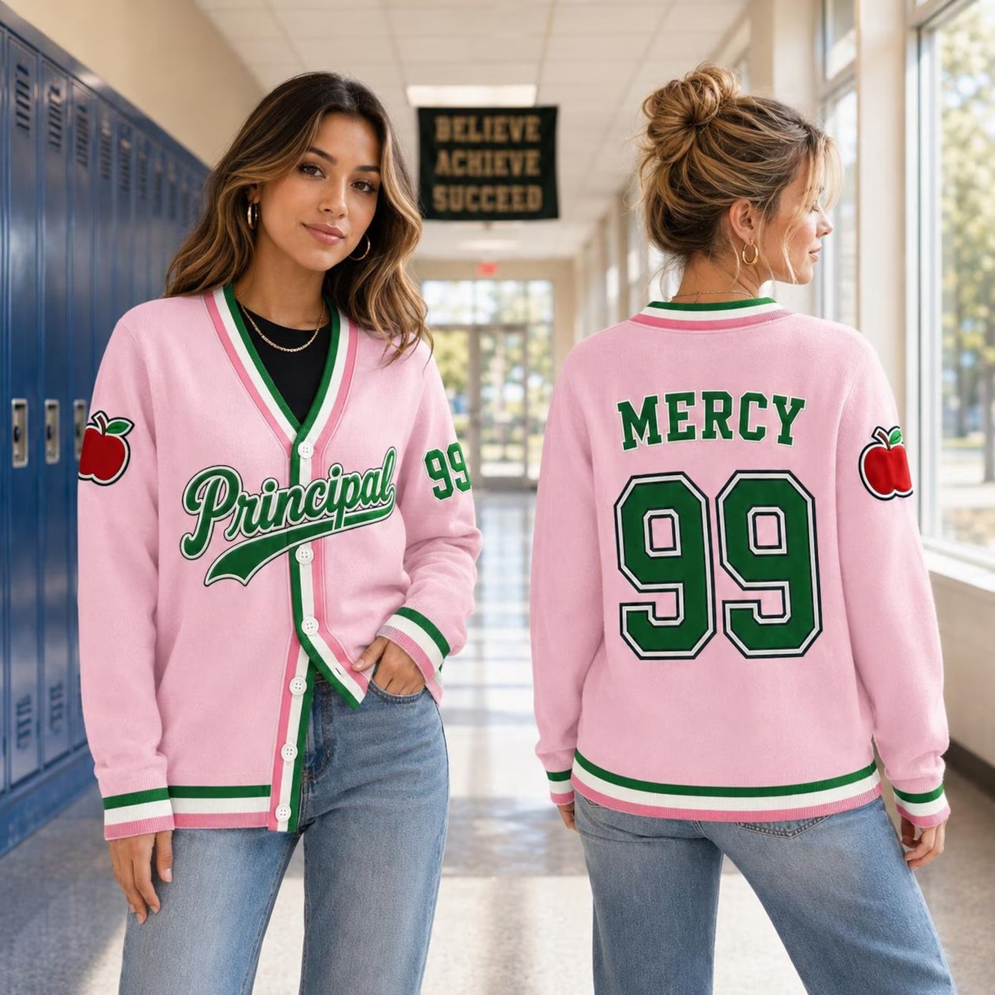 Personalized School Spirit Teacher Cardigan Sweater
