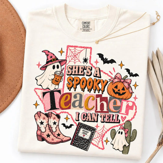 She's A Spooky Teacher I Can Tell Comfort color T-Shirt