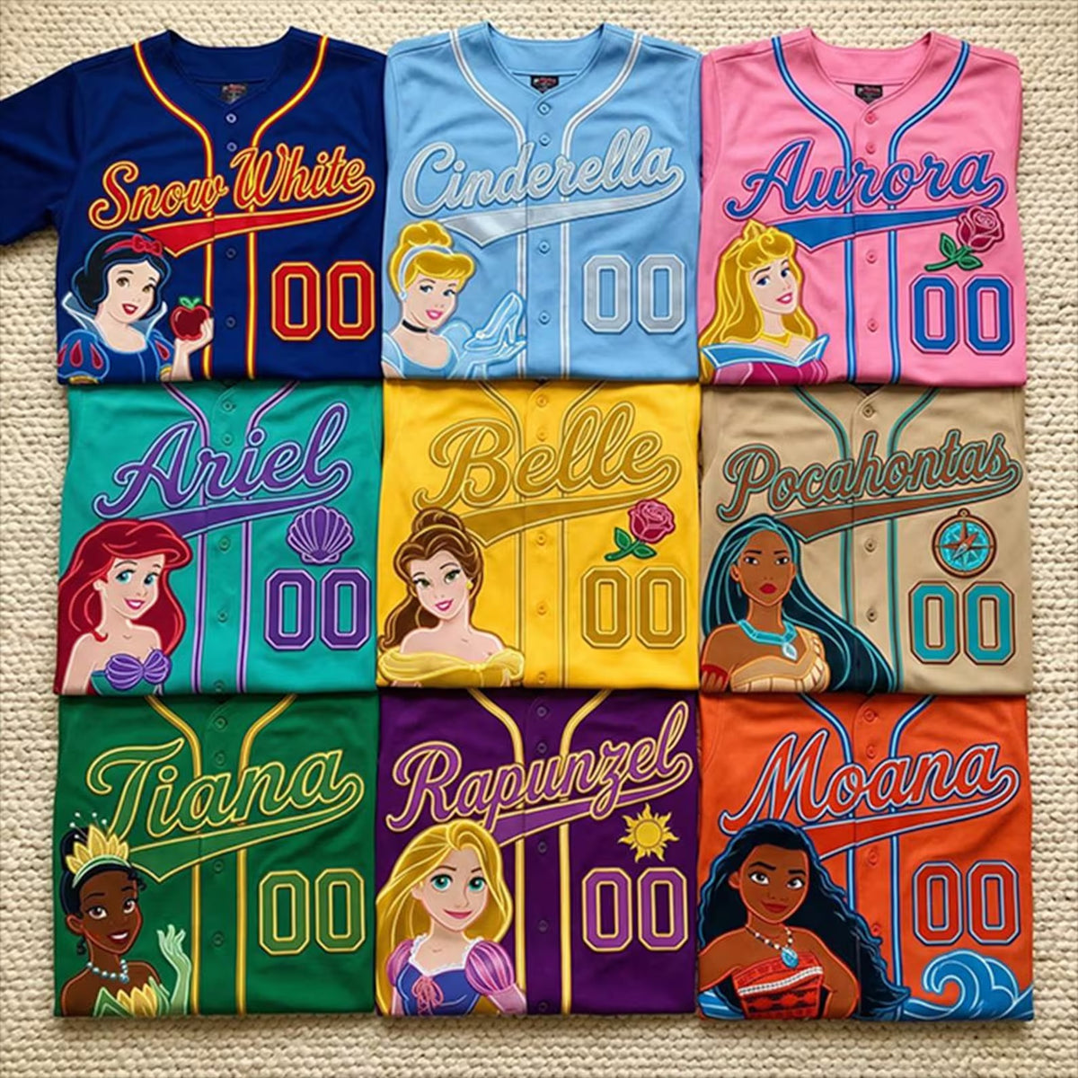 Custom Name Disney Princess Baseball Jersey