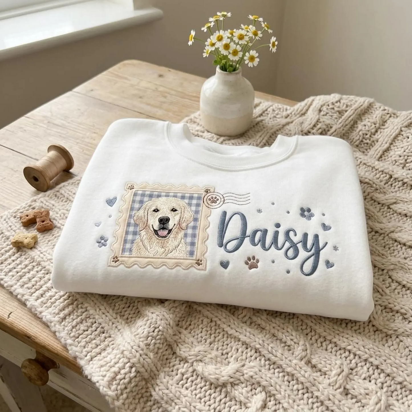 Custom Stamp Coquette Pet Embroidered Sweatshirt
