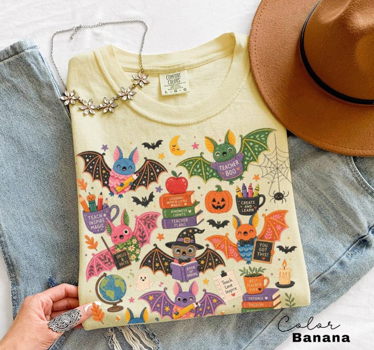 Halloween Teacher Bat Comfort color T-Shirt
