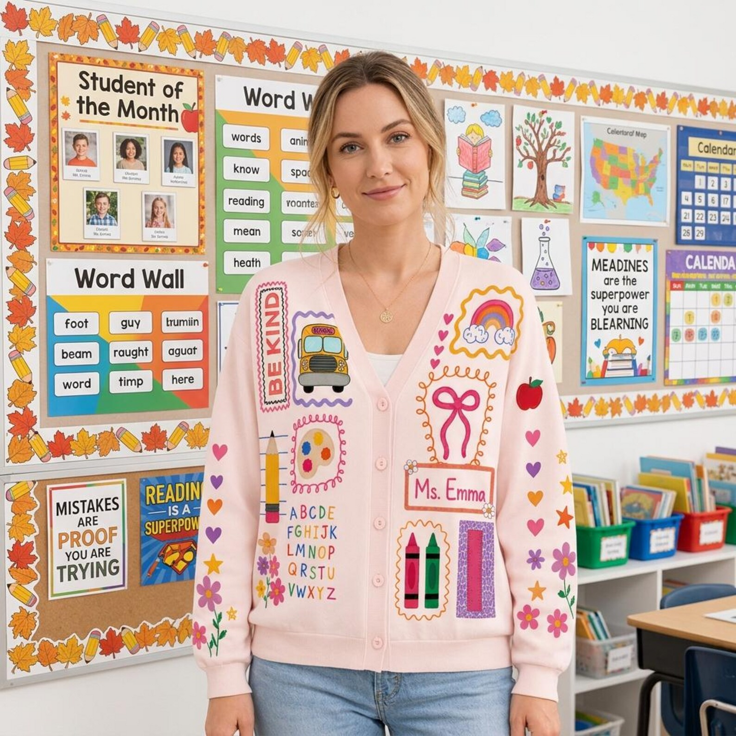 Personalized Teacher Cardigan Sweater