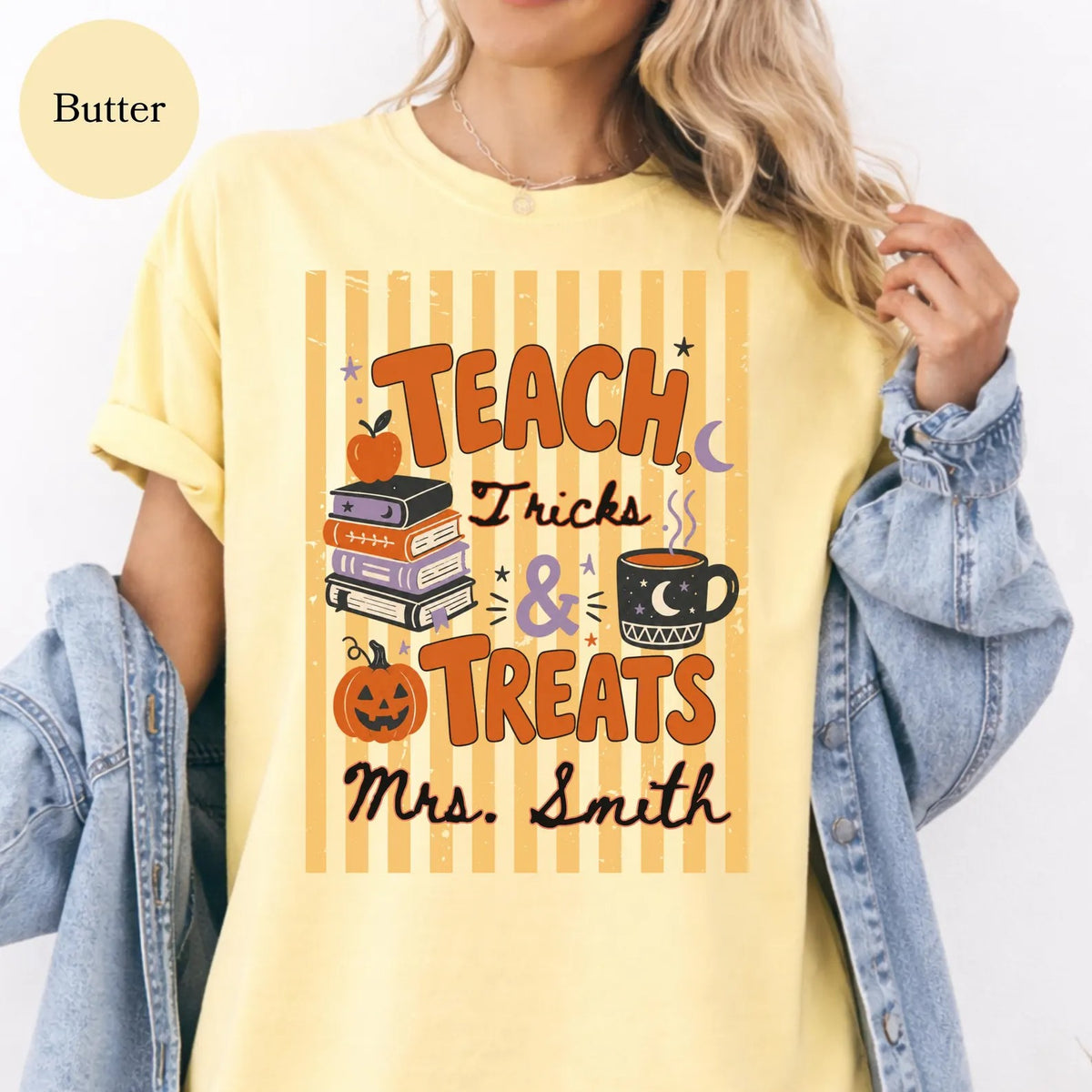 Custom Teacher Trick or Treats Comfort color T-Shirt