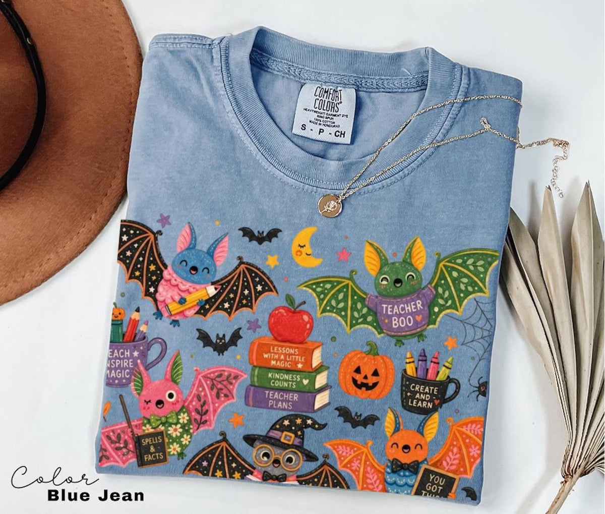 Halloween Teacher Bat Comfort color T-Shirt