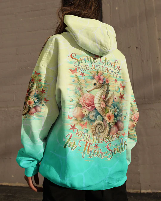 SMELL THE SEA FEEL THE BREEZE SEAHORSE ALL OVER PRINT SHIRT SWEATSHIRT HOODIE