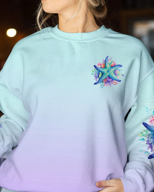 SOME GIRLS ARE JUST BORN STARFISH ALL OVER PRINT SHIRT SWEATSHIRT HOODIE