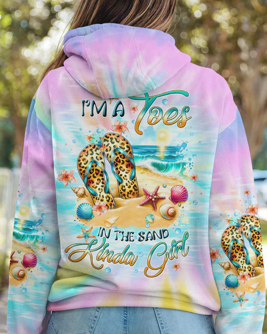 I'M A TOES IN THE SAND KINDA GIRL FLIP FLOPS ALL OVER PRINT SHIRT SWEATSHIRT HOODIE