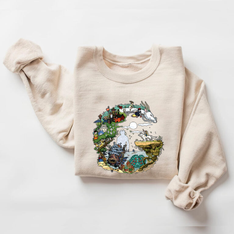 Studio Ghibli Characters Vintage Hoodie T-shirt Sweatshirt