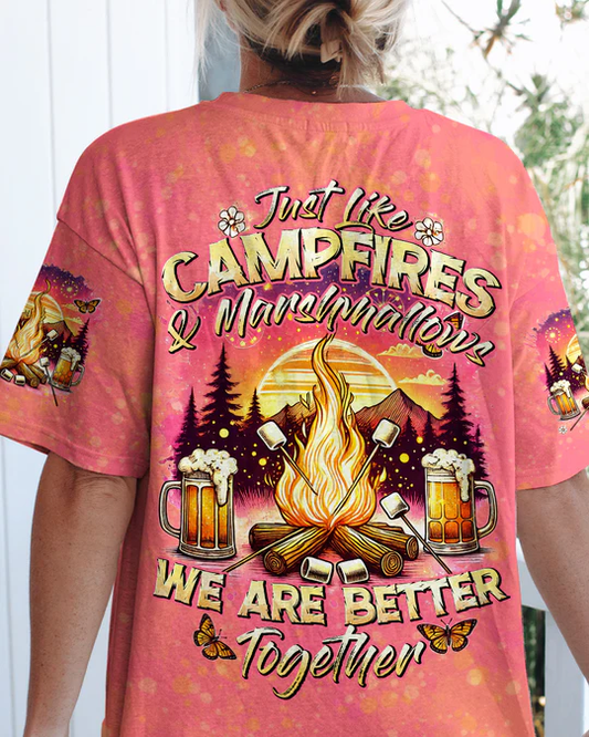 JUST LIKE CAMPFIRES AND MARSHMALLOWS ALL OVER PRINT SHIRT SWEATSHIRT HOODIE