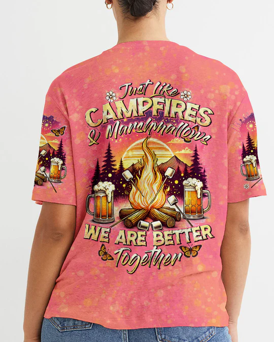 JUST LIKE CAMPFIRES AND MARSHMALLOWS ALL OVER PRINT SHIRT SWEATSHIRT HOODIE