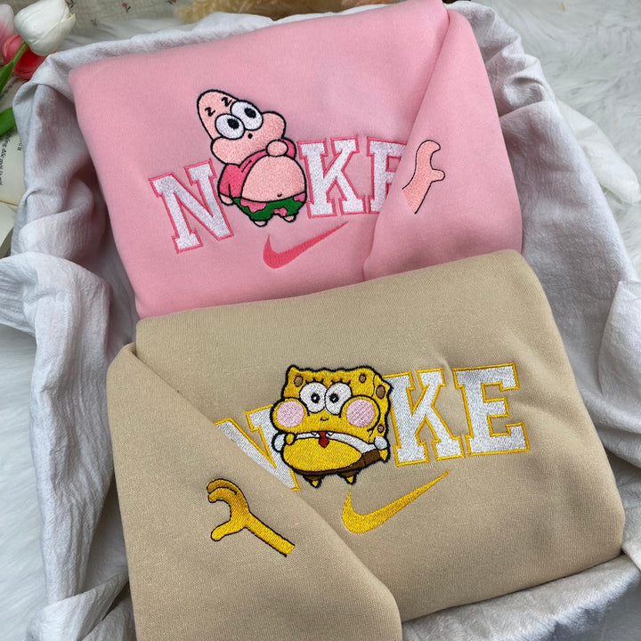 Spongebob and Patrick Chibi Embroidered Sweatshirt