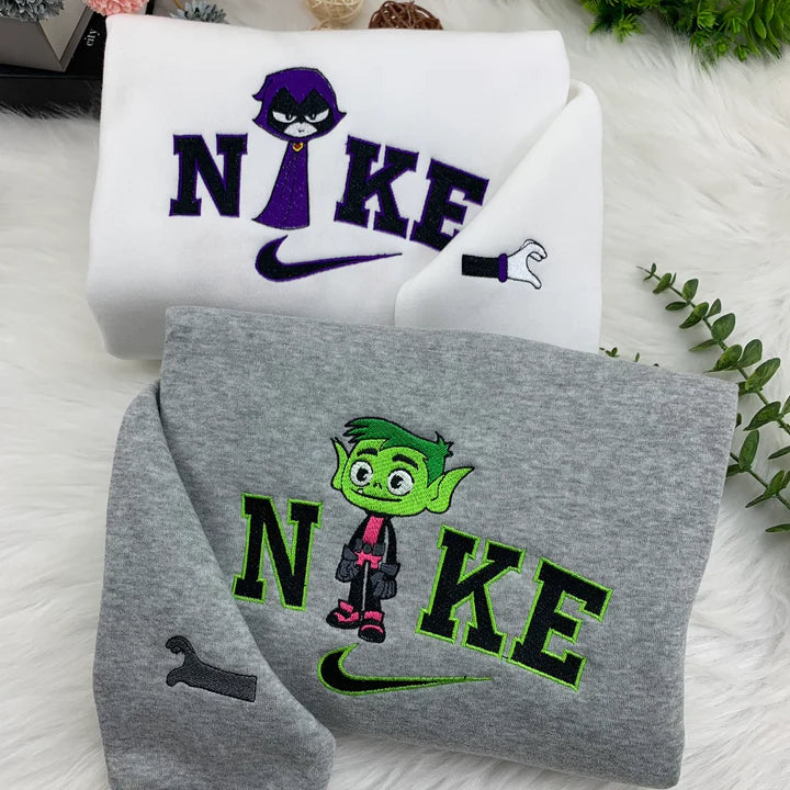 Raven,Starfire & Beast Boy Teen Titans Go Movies Embroidered Sweatshirt