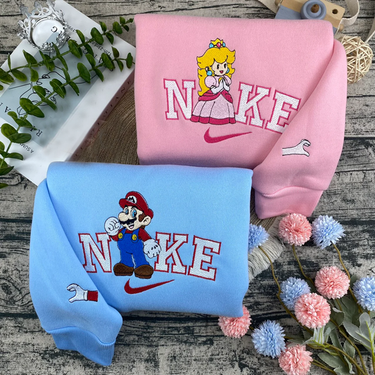 Mario and Princess Peach Embroidered Sweatshirt