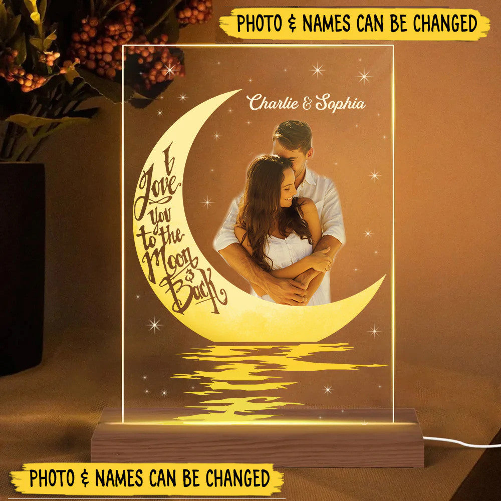 I LOVE YOU TO THE MOON AND BACK - PERSONALIZED ACRYLIC LED LAMP