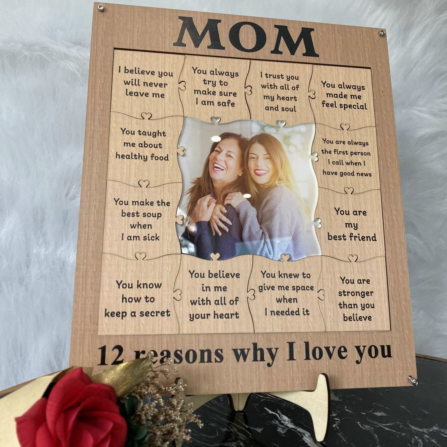 Personalized Wooden Puzzle Frame - Mom 12 Reasons Why I Love You