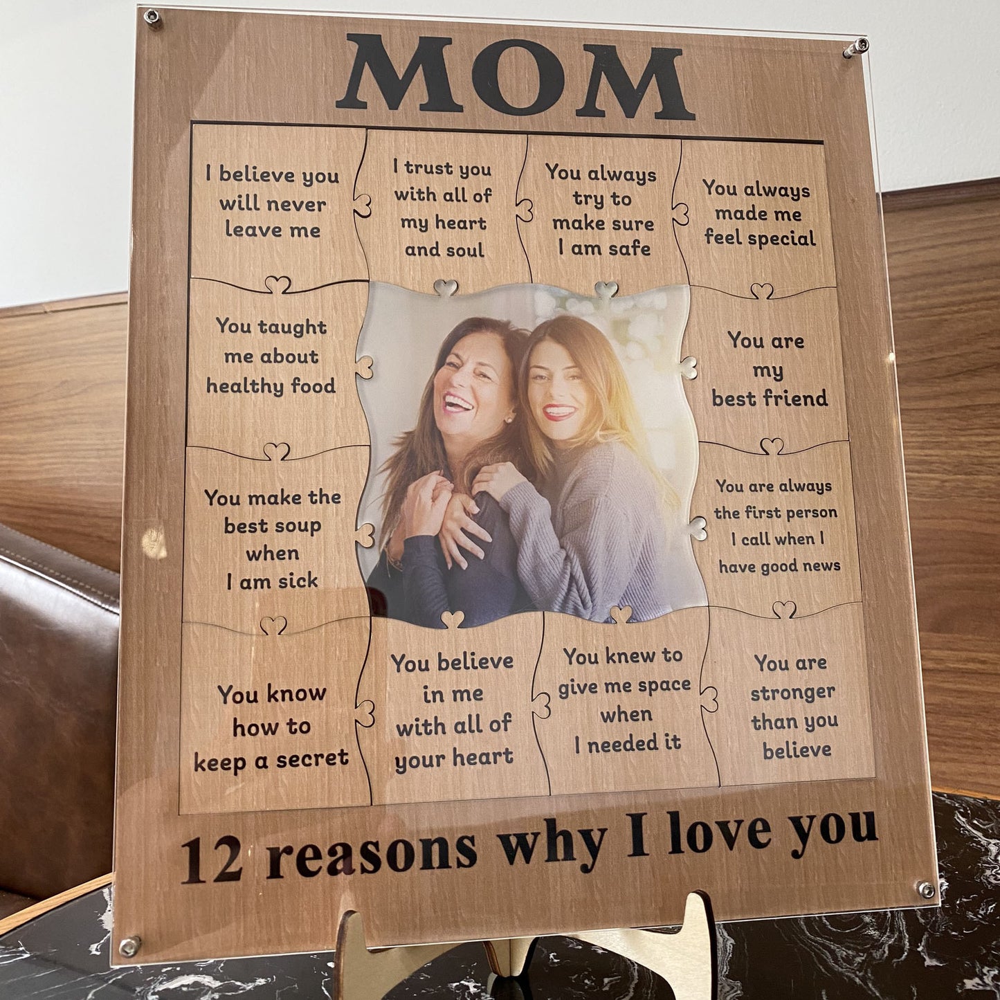 Personalized Wooden Puzzle Frame - Mom 12 Reasons Why I Love You