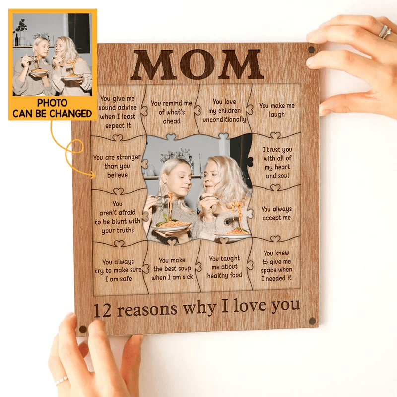 Personalized Wooden Puzzle Frame - Mom 12 Reasons Why I Love You