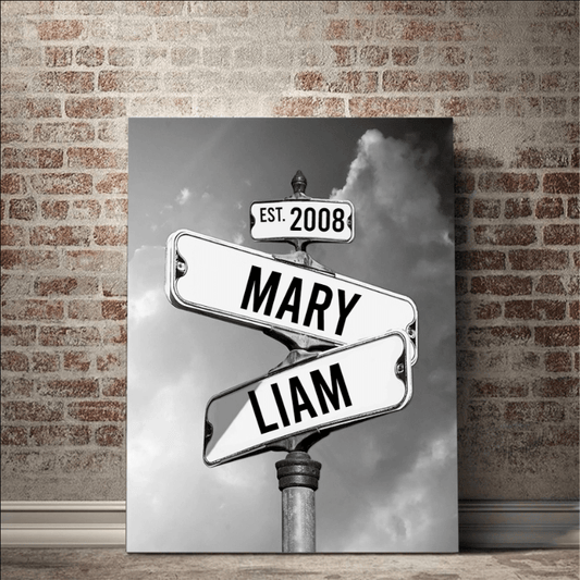 Personalized Canvas "Vintage Street Sign for couples"