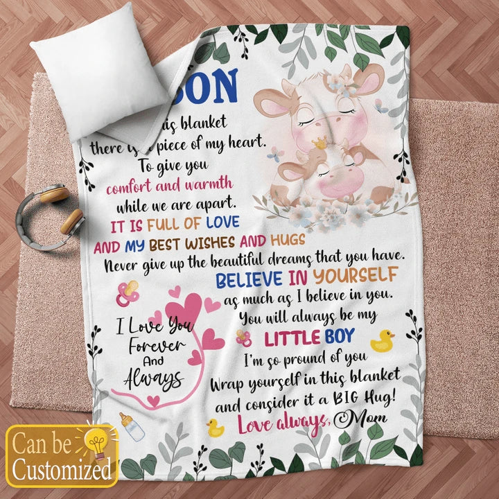 TO MY SON BLANKET CUTE COW MOM